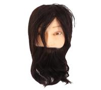 Cabeza de maniquí masculino con pelo humano real, cabeza de entrenamiento para peluquería destinada a prácticas de corte, trenzado y teñido; modelo de estilismo de cabello