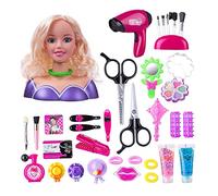 Cabeza de muñeca de pelo rubio con 35 accesorios coloridos, cabeza de muñeca para peluquería, rapunzel, juguetes para niños de 3 años y más por Just Play,regalos de cumpleaños de Navidad (B-35pcs)