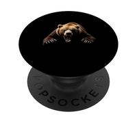 Cabeza de oso enojado rugiendo animales salvajes arte del bosque PopSockets PopGrip Adhesivo