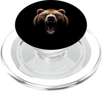 Cabeza de oso enojado rugiendo animales salvajes arte del bosque PopSockets PopGrip para MagSafe