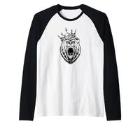 Cabeza de Oso - Oso Enojado - Oso con una Corona - Rey de los Osos Camiseta Manga Raglan