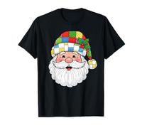 Cabeza de Papá Noel a Cuadros Happy Santa Face, Feliz Navidad Camiseta