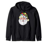Cabeza de Papá Noel a Cuadros Happy Santa Face, Feliz Navidad Sudadera con Capucha