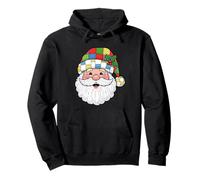 Cabeza de Papá Noel a Cuadros Happy Santa Face, Feliz Navidad Sudadera con Capucha