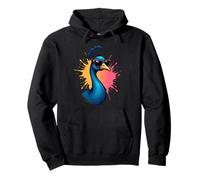 Cabeza de Pavo Real con Gafas - Estilo Dibujo Animado Sudadera con Capucha
