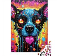 Cabeza de Perro Colorida Puzzle de 1000 Piezas Papel para Adultos Estilo Arte Abstracto Juego de Puzzle 1000 Piezas Relajación Familia Decoración 38x26cm/1000pcs