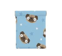 Cabeza De Perro Pug De Dibujos Animados Y Fondo Azul De Estrellas, Squeeze Top Wallet Bolsa de Almacenamiento para Mujer Monedero pequeño Bolsa de Cambio