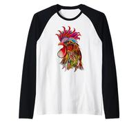 Cabeza de Pollo de Gallo Tribal Camiseta Manga Raglan