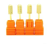 Cabeza de pulido de acero dorado para taladro eléctrico con diámetro de 6,3 mm y longitud de 13,5 mm para manicura profesional (G12-5XC)