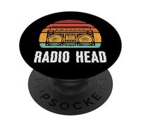 Cabeza de Radio Musical Boombox Retro Stereo Casete Hombres Mujeres Niños PopSockets PopGrip Adhesivo