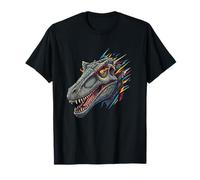 Cabeza de Raptor Eléctrica Rugiente Dinosaurio Jurásico Camiseta