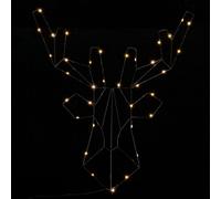 Cabeza de reno Navidad metal LED blanco cálido temporizador