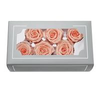 Cabeza de rosa preservada de grado A de 5 a 6 cm, 6 unidades por caja, rosas reales naturales de grado superior, rosa eterna para el día de la madre, día de San Valentín, regalos de cumpleaños, boda