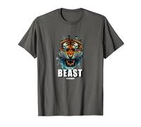 Cabeza de Tigre de Bestia, diseño de Tigre, Entrenamiento de Gimnasio Camiseta, Hombre, Asfalto, XXL