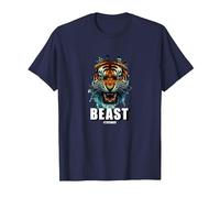 Cabeza de Tigre de Bestia, diseño de Tigre, Entrenamiento de Gimnasio Camiseta, Hombre, Azul Marino, XL