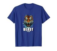 Cabeza de Tigre de Bestia, diseño de Tigre, Entrenamiento de Gimnasio Camiseta, Hombre, Azul Real, S