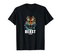 Cabeza de Tigre de Bestia, diseño de Tigre, Entrenamiento de Gimnasio Camiseta, Hombre, Negro, 3XL
