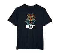 Cabeza de Tigre de Bestia, diseño de Tigre, Entrenamiento de Gimnasio Camiseta, Hombre Tallas Grandes, Negro, 6X Alto