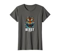 Cabeza de Tigre de Bestia, diseño de Tigre, Entrenamiento de Gimnasio Camiseta, Mujer, Asfalto, XXL