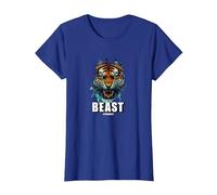 Cabeza de Tigre de Bestia, diseño de Tigre, Entrenamiento de Gimnasio Camiseta, Mujer, Azul Real, S
