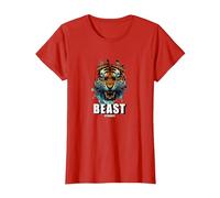 Cabeza de Tigre de Bestia, diseño de Tigre, Entrenamiento de Gimnasio Camiseta, Mujer, Rojo, XL