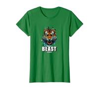 Cabeza de Tigre de Bestia, diseño de Tigre, Entrenamiento de Gimnasio Camiseta, Mujer, Verde Kelly, XL