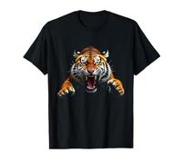 Cabeza de tigre enojado, rugiente, salvaje, arte de la selva Camiseta