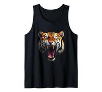 Cabeza de tigre enojado, rugiente, salvaje, arte de la selva Camiseta sin Mangas