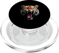 Cabeza de tigre enojado, rugiente, salvaje, arte de la selva PopSockets PopGrip para MagSafe