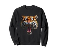 Cabeza de tigre enojado, rugiente, salvaje, arte de la selva Sudadera