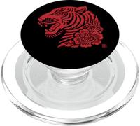 Cabeza de Tigre Floral peonía Corte Papel Arte asiático PopSockets PopGrip para MagSafe