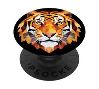 Cabeza de tigre geométrica - Arte abstracto vibrante de la vida silvestre PopSockets PopGrip Adhesivo