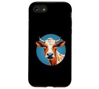 Cabeza de vaca estilizada con fondo azul circular Carcasa para iPhone SE (2020) / 7 / 8