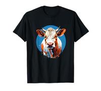 Cabeza de vaca Hereford estilizada con círculo azul Camiseta