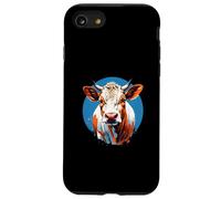 Cabeza de vaca Hereford estilizada con círculo azul Carcasa para iPhone SE (2020) / 7 / 8