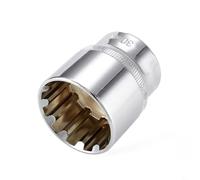 Cabeza de vanadio corta de 12 puntos, cromada, 1/2 zócalo de acero, acabado espejo, cuadrado de alto par para adaptador de llave de carraca, se adapta a 8 mm para 32 mm (30 mm)