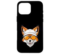 Cabeza de zorro en estilo cartoon con gorra y gafas Carcasa para iPhone 16 Pro Max
