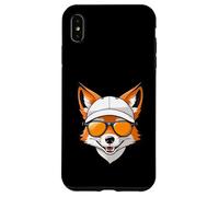 Cabeza de zorro en estilo cartoon con gorra y gafas Carcasa para iPhone XS Max