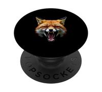 Cabeza de zorro enojado rugiendo animales salvajes arte del bosque PopSockets PopGrip Adhesivo