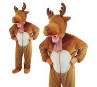 Cabeza Grande Traje Reno Alce Disfraz Mascota Navidad Disfraz de Animal Adulto