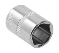 Cabeza hexagonal de alta resistencia para llave de carraca con construcción de acero al cromo vanadio tratado térmicamente y diseño de agarre sin redondeo en color plateado de 4 mm hasta 14 mm tamaños
