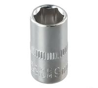 Cabeza hexagonal de alta resistencia para llave de carraca con construcción de acero al cromo vanadio tratado térmicamente y diseño de agarre sin redondeo en color plateado de 4 mm hasta 14 mm tamaños