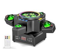 Cabeza Móvil 150W Luces de Escenario Beam con Control Remoto, Wash Luz de Discoteca LED RGBW Efecto de Iluminación Estroboscópica 4 Brazos DMX512 para DJ Discotecas Navidad Conciertos