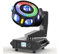 Cabeza Movil LED 200W RGBW Beam Luces Discoteca 3 axis Rotación infinita Foco de escenario 19CH/25CH Control de sonido para Halloween DJ bar cumpleaños discoteca