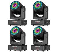 Cabeza Móvil Moving Head Luces de Escenario RGB 150W, Proyector de Animación 3D Bluetooth APP DMX512 Luz de Discoteca 28CH Control de Sonido para Fiesta Bar DJ Club Boda 4PCS