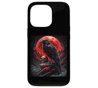 Cabeza Muerta Luna Gótica Cráneo Negro Cuervo Halloween Carcasa para iPhone 13 Pro