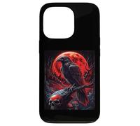 Cabeza Muerta Luna Gótica Cráneo Negro Cuervo Halloween Carcasa para iPhone 13 Pro