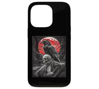 Cabeza Muerta Luna Gótica Cráneo Negro Cuervo Halloween Carcasa para iPhone 13 Pro