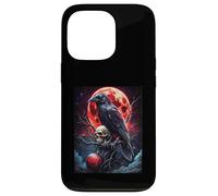 Cabeza Muerta Luna Gótica Cráneo Negro Cuervo Halloween Carcasa para iPhone 13 Pro
