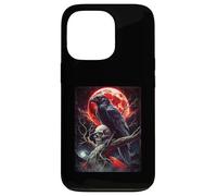 Cabeza Muerta Luna Gótica Cráneo Negro Cuervo Halloween Carcasa para iPhone 13 Pro